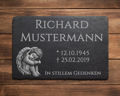 schiefer gedenktafel grabtafel urnengrab hochwertige Gravur 